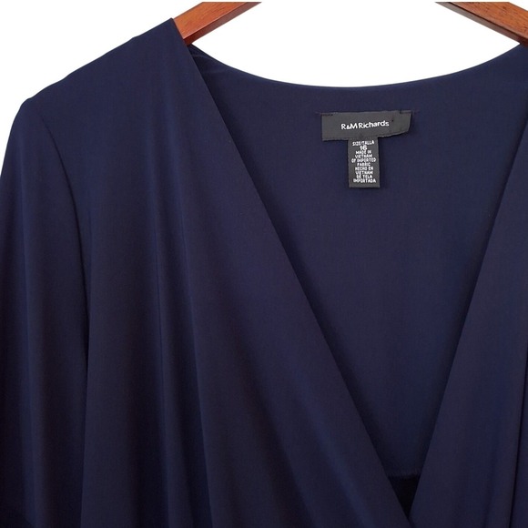 R&M Richards Navy Blue Dress Rhinestone Bell Sleeve Women's Size 16 NWT - Picture 5 of 5